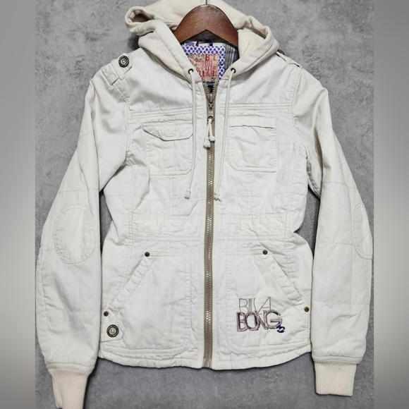 Billabong Y2K Utility Jacket Medium Cream/Purple Full Zip - Picture 1 of 11